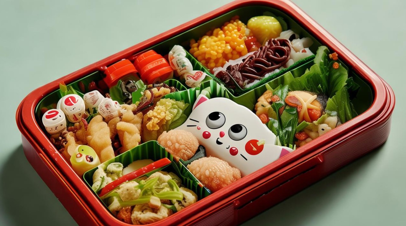 便当食物，便当食物Q版画-图1