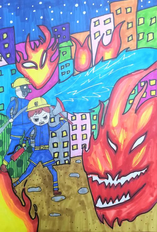 儿童画火灾图片大全，这些作品如何引导孩子理解火灾安全与防护？-第2张图片-郑州医学网